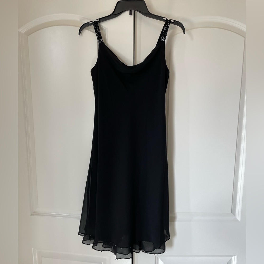 Black dress with beaded straps and bottom lining